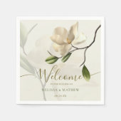 Serviette En Papier Élégant Mariage oriental blanc Magnolia (Devant)