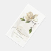 Serviette En Papier Élégant Mariage oriental blanc Magnolia (Coin)