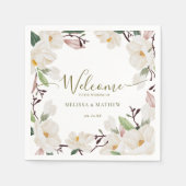 Serviette En Papier Élégant Mariage oriental blanc Magnolia (Devant)
