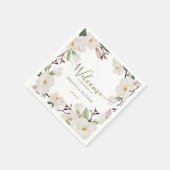 Serviette En Papier Élégant Mariage oriental blanc Magnolia (Coin)