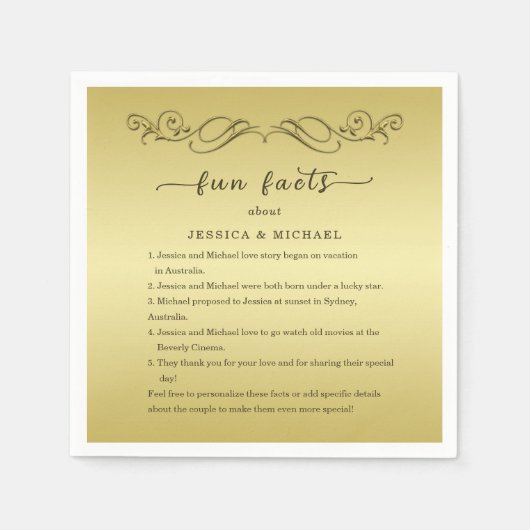 Serviette En Papier Elégant mariage Ornate Or Luxury (Devant)