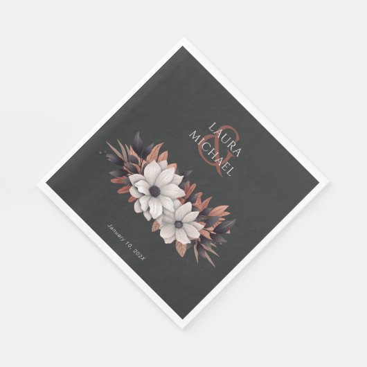 Serviette En Papier Élégant mariage papier floral Napkin (Coin)