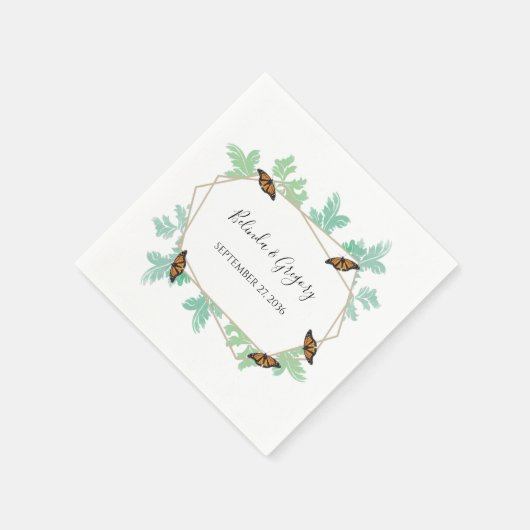 Serviette En Papier Élégant Mariage papillon Monarque (Coin)