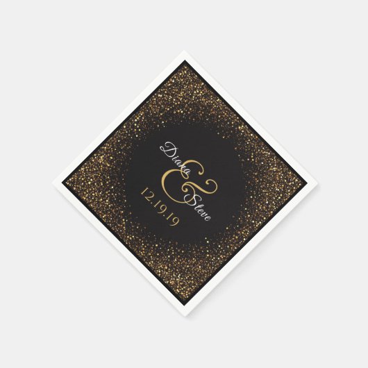 Serviette En Papier Élégant Mariage Parties scintillant or Monogramme (Coin)