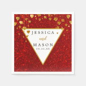 Serviette En Papier Élégant Mariage Parties scintillant rouge Cocktail (Devant)