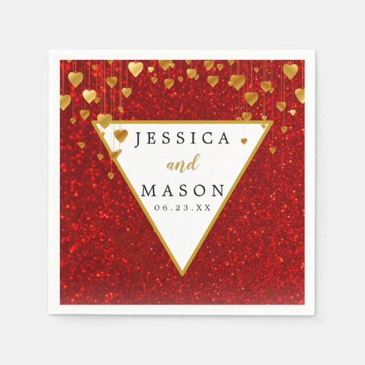 Serviette En Papier Élégant Mariage Parties scintillant rouge Cocktail (Devant)
