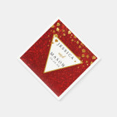 Serviette En Papier Élégant Mariage Parties scintillant rouge Cocktail (Coin)