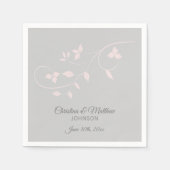 Serviette En Papier Élégant Mariage Pastel Blush Rose & Grey (Gris) (Devant)