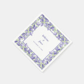 Serviette En Papier Elégant Mariage Périwinkle Aquarelle Papier Floral (Coin)