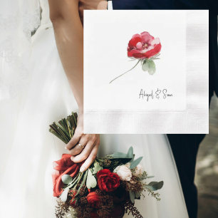 Serviette En Papier Élégant Mariage personnalisé de la tige rouge flor