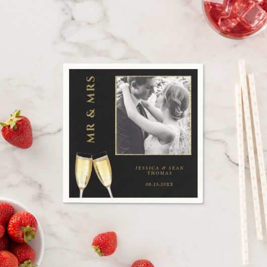 Serviette En Papier Élégant Mariage photo Champagne (En situation)
