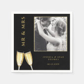 Serviette En Papier Élégant Mariage photo Champagne (Devant)