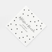 Serviette En Papier Élégant Mariage Pois noir et blanc (Coin)