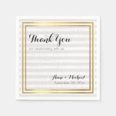 Serviette En Papier Élégant mariage rayé moderne merci (Devant)