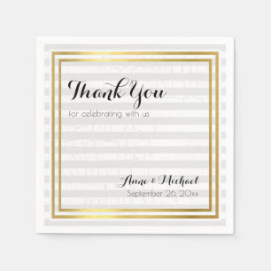 Serviette En Papier Élégant mariage rayé moderne merci