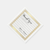 Serviette En Papier Élégant mariage rayé moderne merci (Coin)