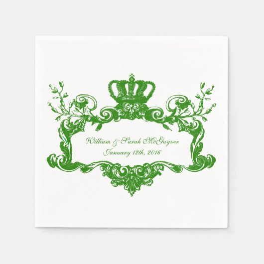 Serviette En Papier Élégant Mariage Regal Green2 Papier texte serviett (Devant)