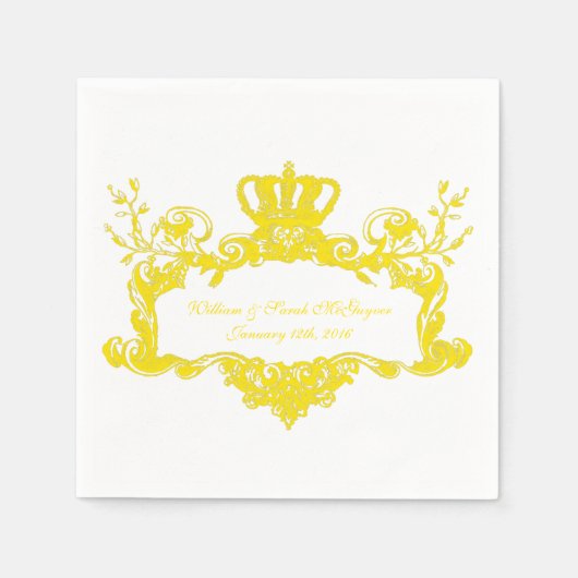 Serviette En Papier Élégant Mariage Regal papier texte jaune serviette (Devant)