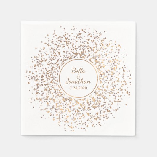 Serviette En Papier Élégant Mariage romantique Gold & Silver Confetti (Devant)