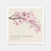 Serviette En Papier Élégant Mariage rose (Devant)