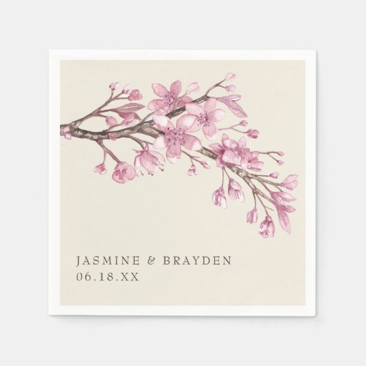 Serviette En Papier Élégant Mariage rose (Devant)