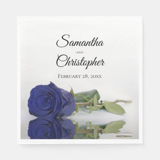 Serviette En Papier Élégant Mariage Rose Bleu Long Stemmed Marine (Devant)