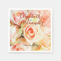 Élégant Mariage Rose de pêche aquarelle