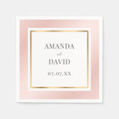 Serviette En Papier Élégant Mariage rose et or (Devant)