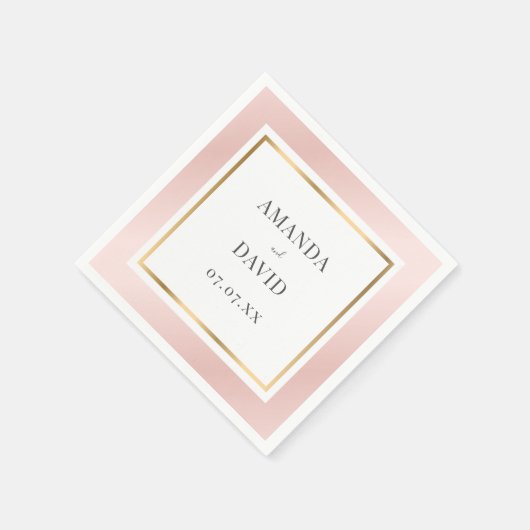 Serviette En Papier Élégant Mariage rose et or (Coin)