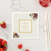 Serviette En Papier Élégant Mariage Rose Floral (En situation)