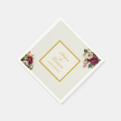 Serviette En Papier Élégant Mariage Rose Floral (Coin)