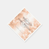 Serviette En Papier Elégant Mariage Rose Gold Shimmer Lumières (Coin)