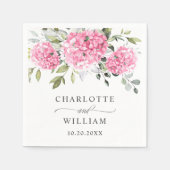 Serviette En Papier Élégant Mariage rose pâle Hydrangée Eucalyptus (Devant)