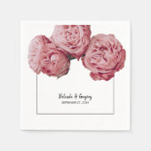 Serviette En Papier Élégant Mariage rose Roses (Devant)