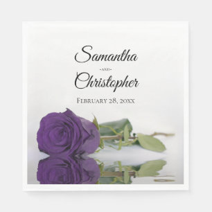 Serviette En Papier Élégant Mariage Rose royal violet long empilé