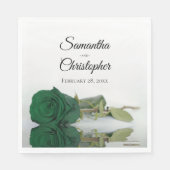 Serviette En Papier Élégant Mariage Rose vert émeraude à longue tige (Devant)