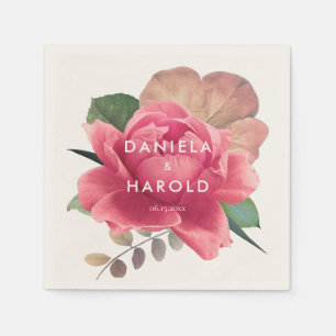 Serviette En Papier Élégant mariage rose vintage