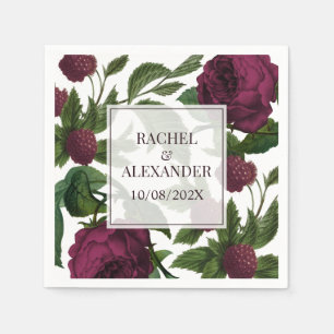 Serviette En Papier Élégant Mariage Rose Vintage de Bourgogne