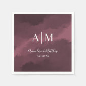 Serviette En Papier Élégant Mariage rouge de Bourgogne (Devant)