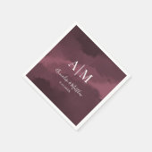 Serviette En Papier Élégant Mariage rouge de Bourgogne (Coin)