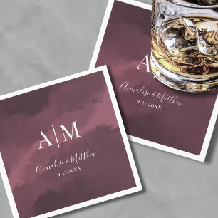 Serviette En Papier Élégant Mariage rouge de Bourgogne