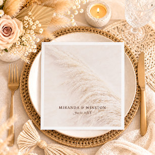 Serviette En Papier Élégant mariage rustique avec de l'herbe de la Pam