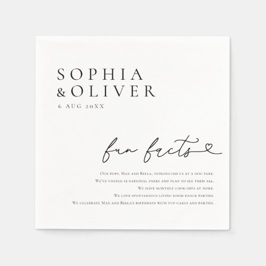 Serviette En Papier Élégant Mariage rustique faits amusants (Devant)