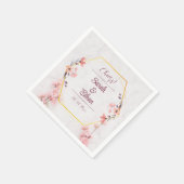 Serviette En Papier Élégant Mariage Sakura rose fleuri cerisier (Coin)