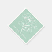 Serviette En Papier Élégant Mariage Script Mr et Mrs Mint (Coin)