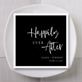 Serviette En Papier Élégant Mariage Script Napkins Heureux Jamais Aprè