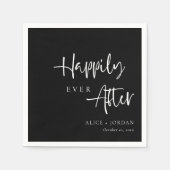 Serviette En Papier Élégant Mariage Script Napkins Heureux Jamais Aprè (Devant)