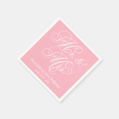 Serviette En Papier Élégant Mariage Script Rose Mr et Mrs (Coin)
