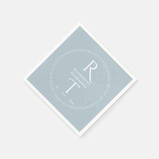 Serviette En Papier Élégant Mariage simple gris blanc (Coin)