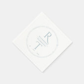 Serviette En Papier Élégant Mariage simple gris blanc (Coin)